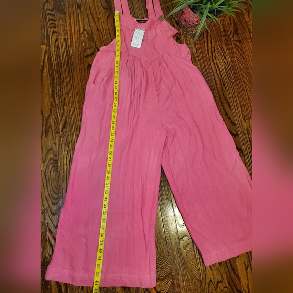 Automet NWT Women's Pink Jumpsuit Overalls Wide Leg Casuak - Picture 8 of 10